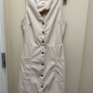 Monteau Beige Striped Button-Front Dress